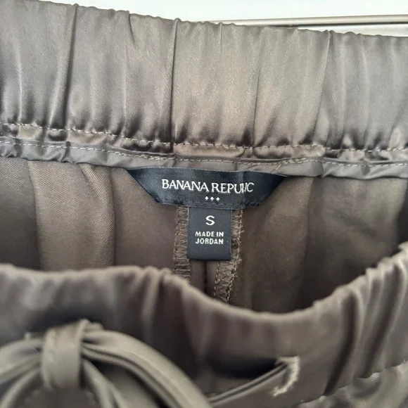 Olive Green Satin Joggers - Picture 3 of 3